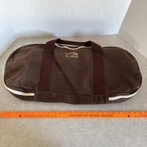 Vintage Lands End Square Rigger Canvas Bag Brown Handles 25x13x4” Camping Hiking